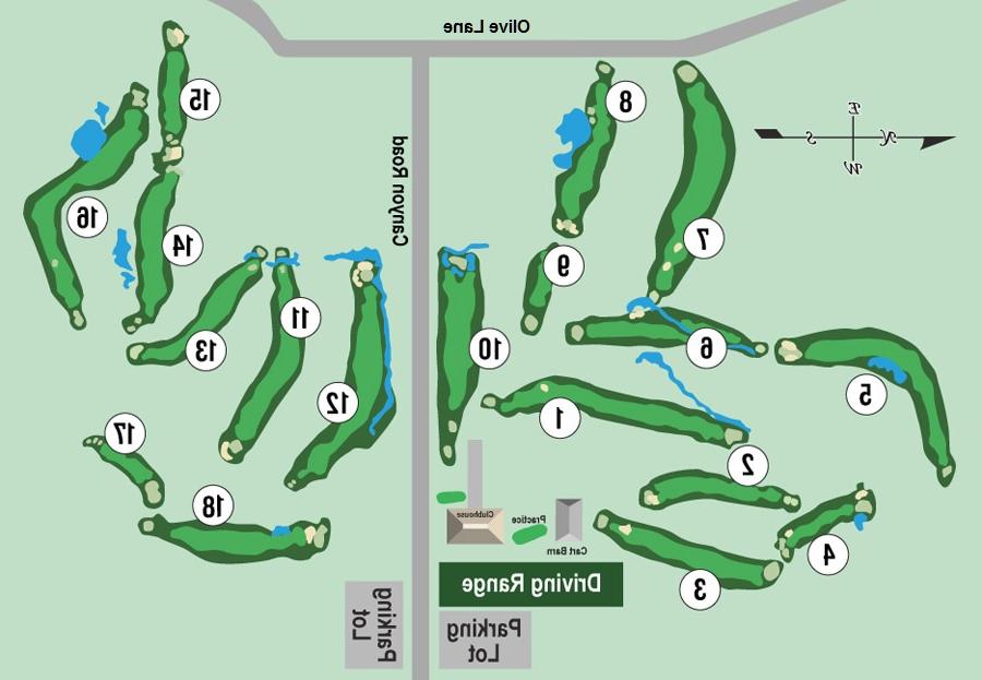 Graphic showing overhead view of the layout of the 威尼斯人app下载 高尔夫球场